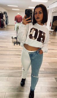 Half and Half Denim Jeans