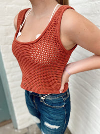 Mira Knit Crop Top- Rust