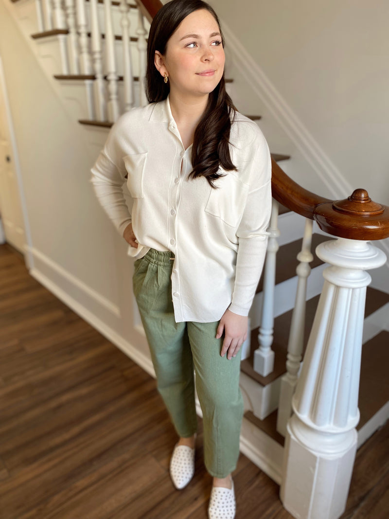 Feels Like Sunshine Button Up Top-Ivory