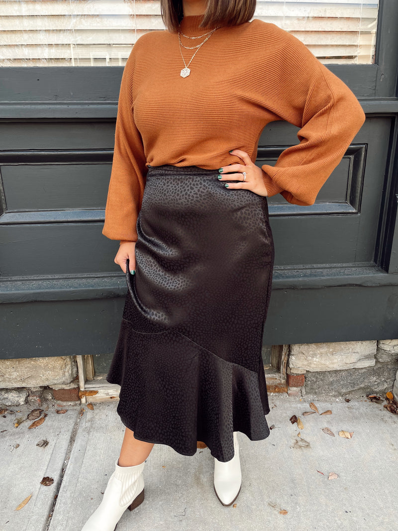 Alani Leopard Print Satin Skirt