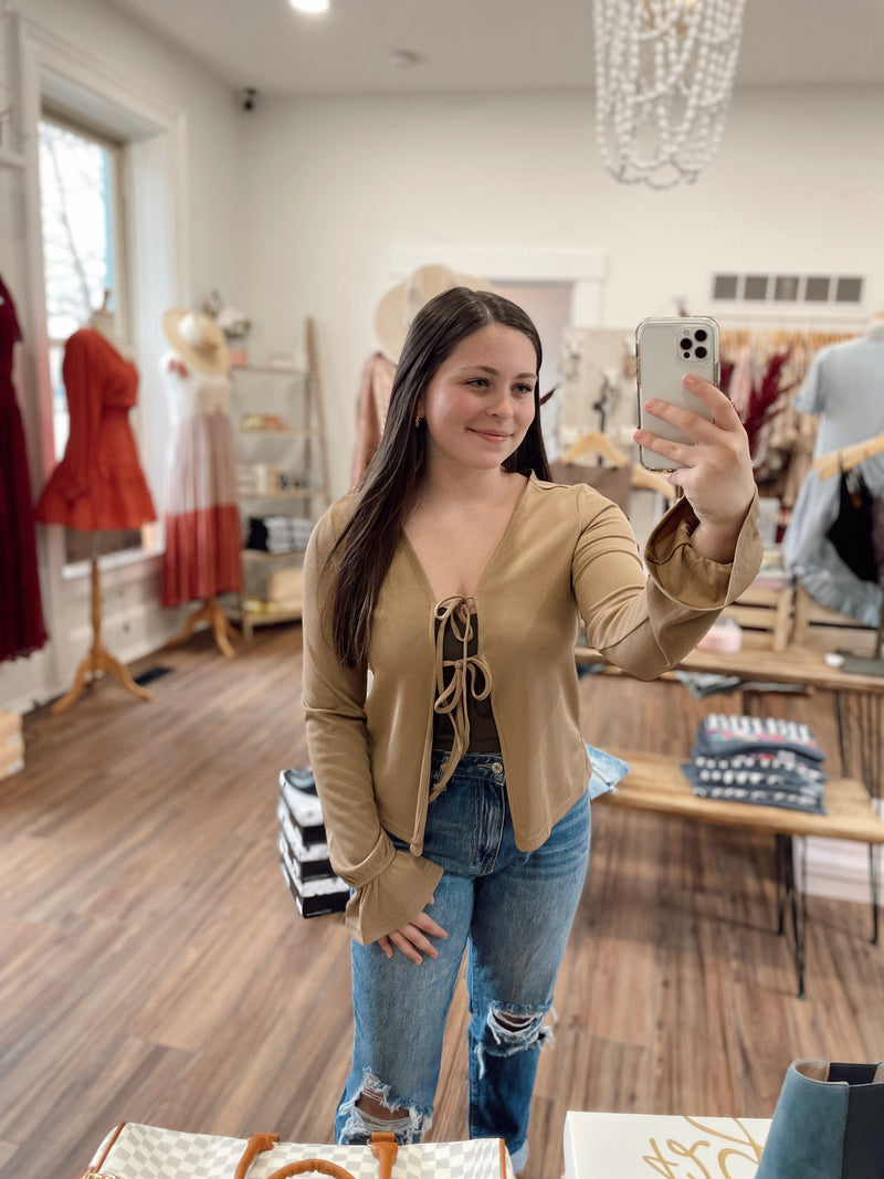 Ashe Ribbed Front Tie Top