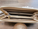 Daisy Cream Checkered Zip Wallet W/ Wristband