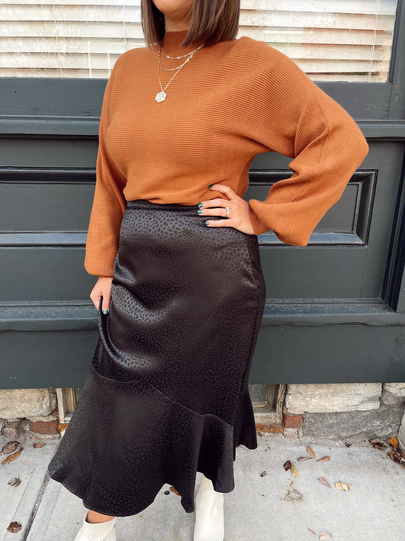 Alani Leopard Print Satin Skirt