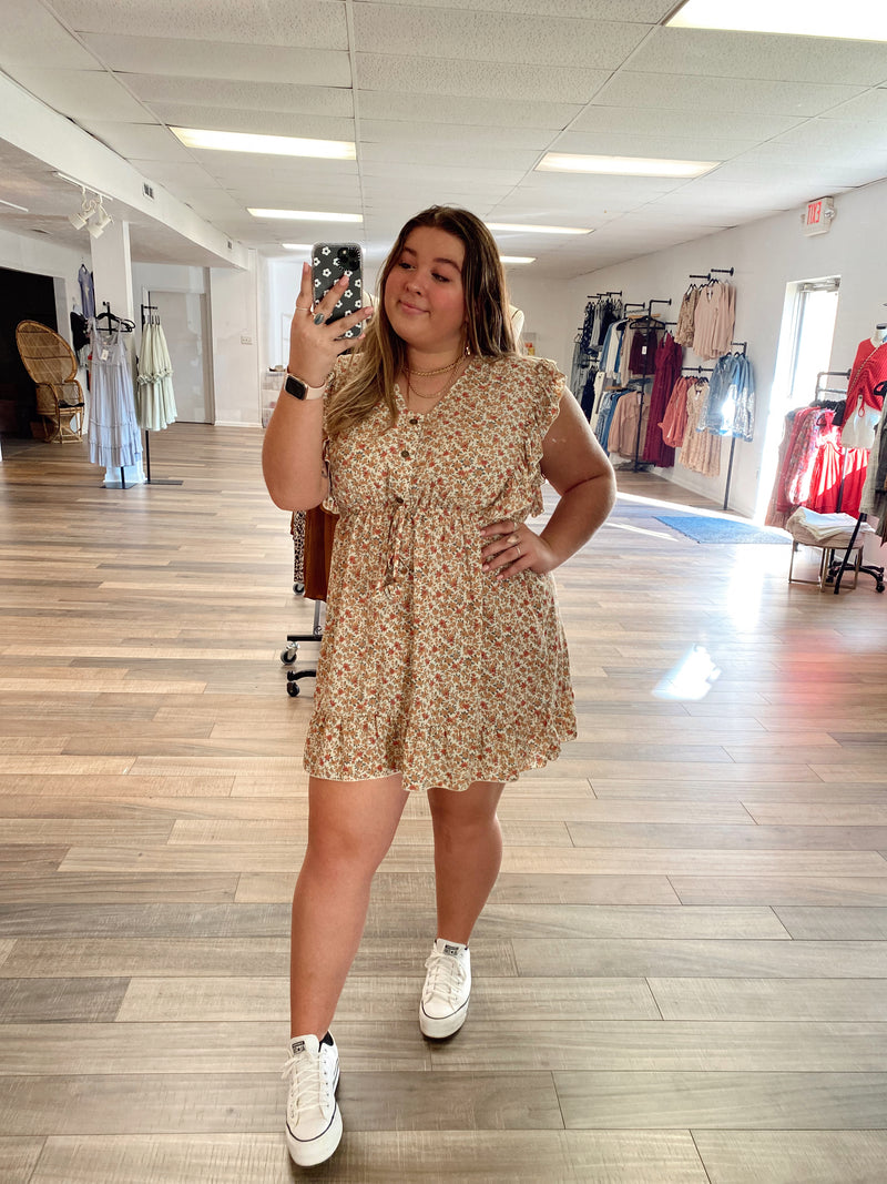 Kynlee Button Front Dress-Cream