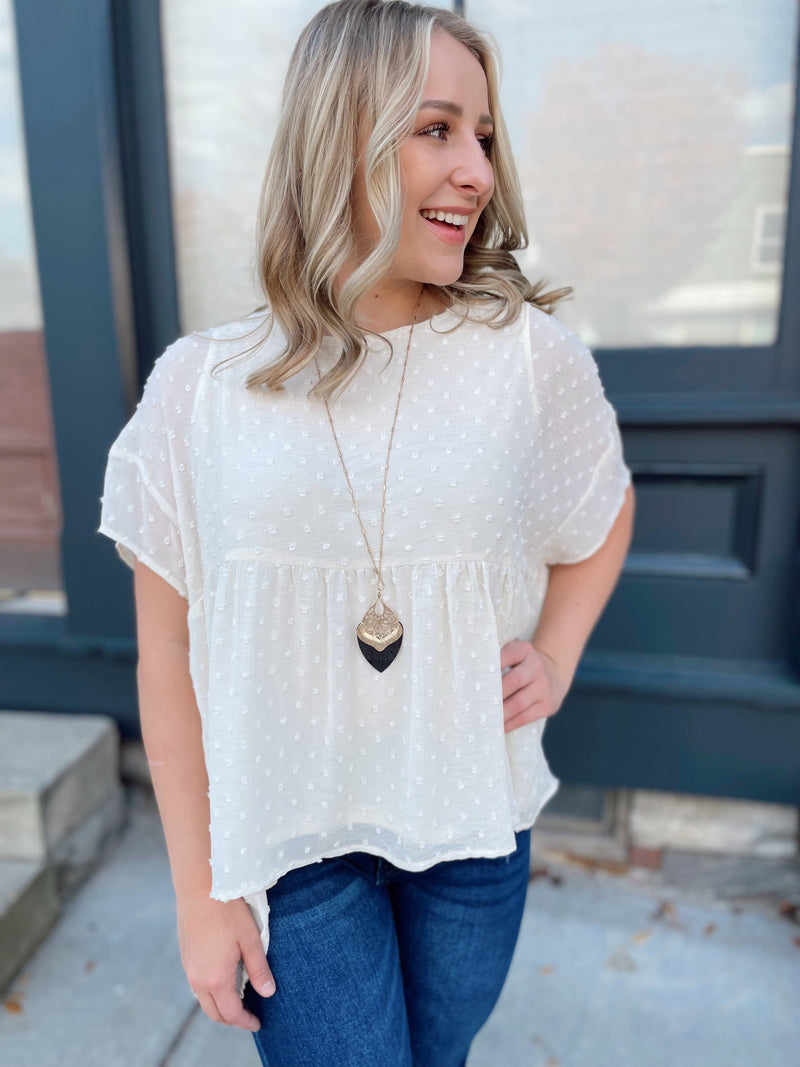 Kennedy Swiss Dot Top-Cream