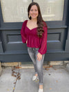 Posh Polka Dot Texture Top-Wine