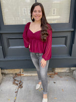 Posh Polka Dot Texture Top-Wine