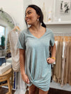 Odette Slub Dress-Green