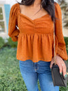 Posh Polka Dot Texture Top-Spice