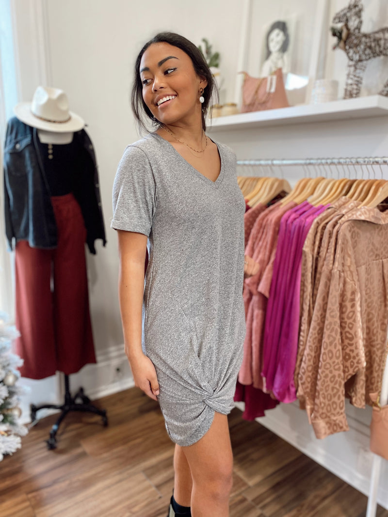 Odette Slub Dress-Charcoal