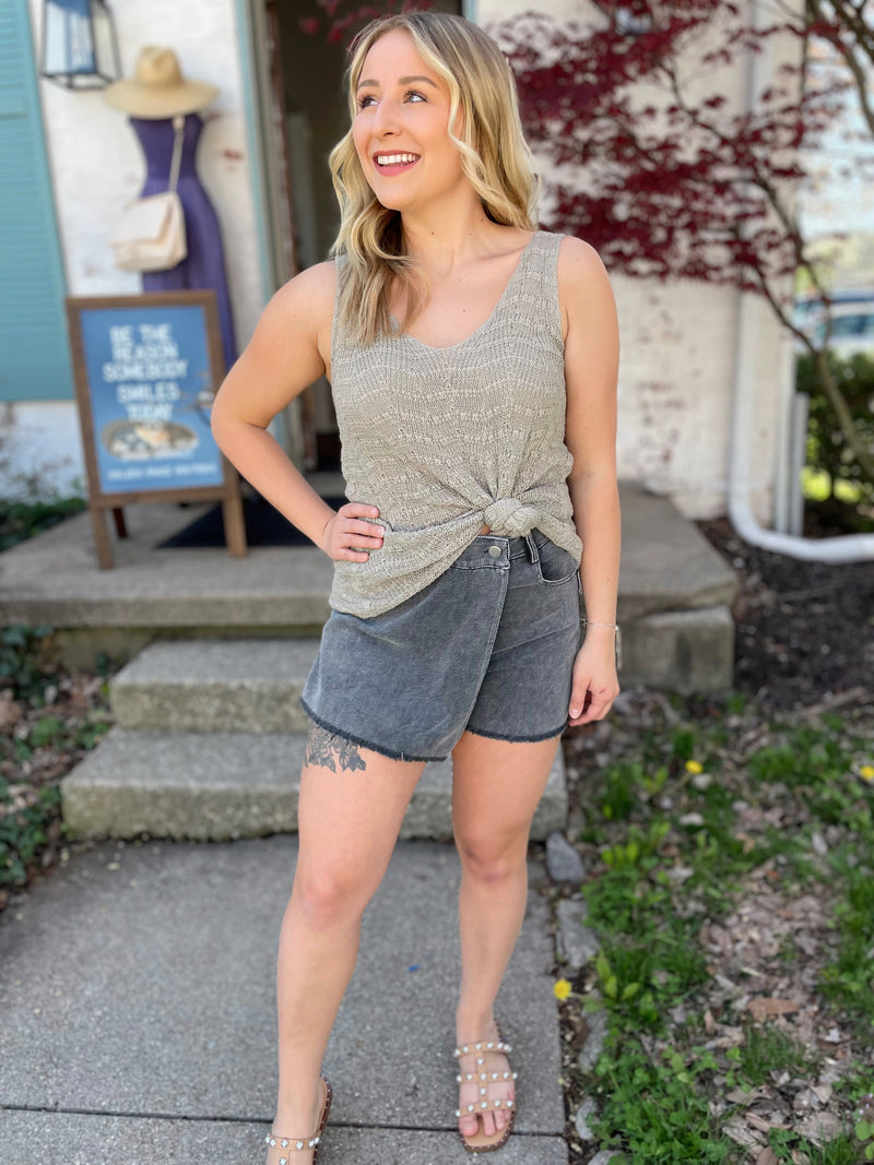 Easy On Me Crochet Tank-Olive