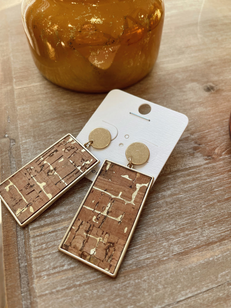 Rectangle Cork Earrings