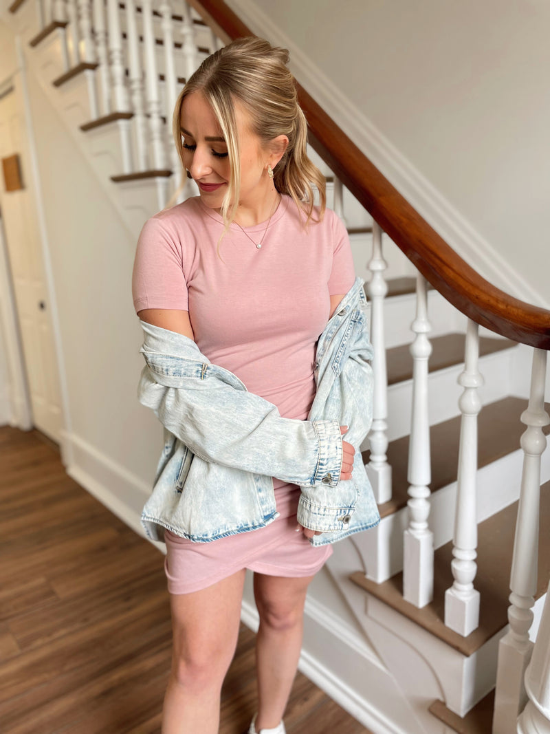 Simply Cute T-Shirt Dress-Dusty Pink