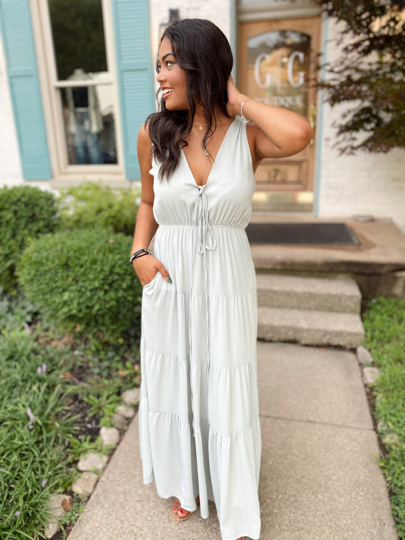 Luz Tiered Maxi Dress-Mint