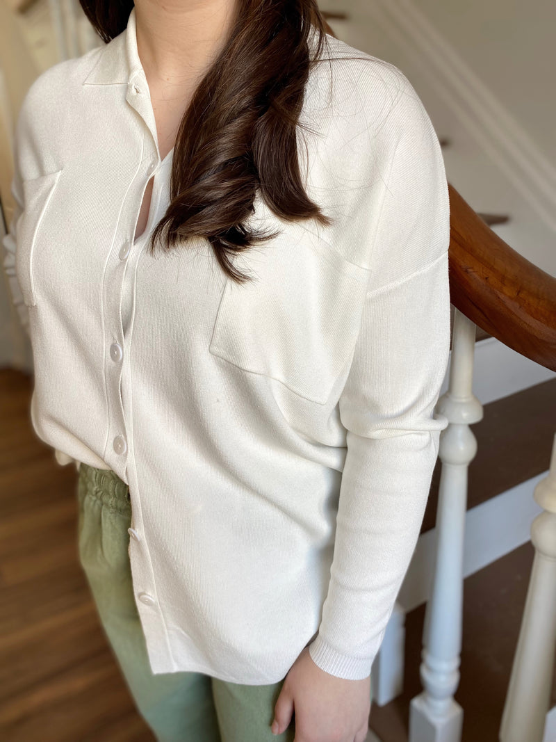 Feels Like Sunshine Button Up Top-Ivory