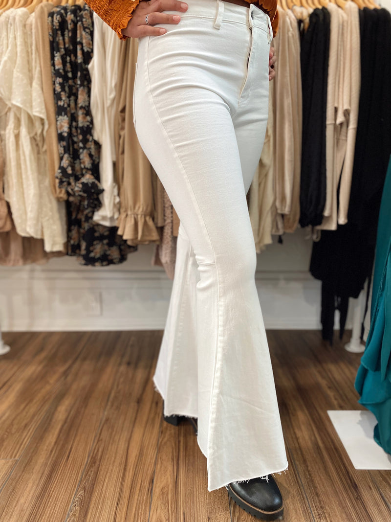 ZZZ Feel So Free High Rise Flare Jeans-White