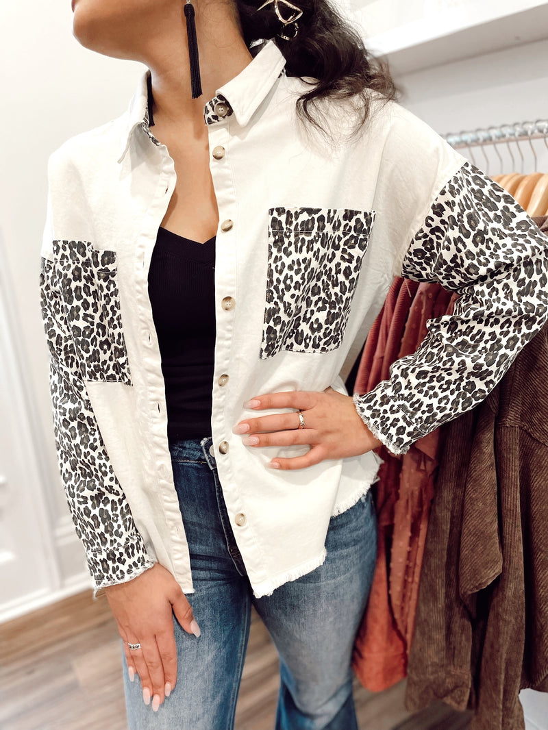 Teylie Cream & Leopard Shacket