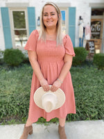 Inessa Smocked Midi Dress-Ginger