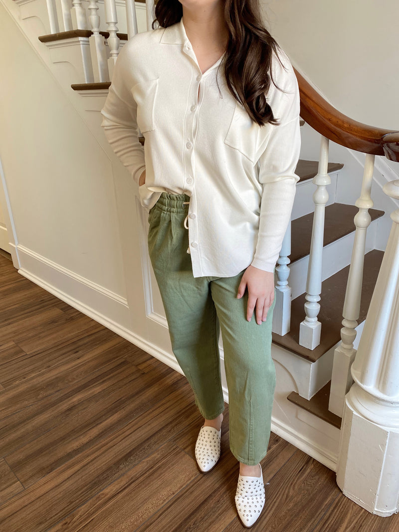 Feels Like Sunshine Button Up Top-Ivory