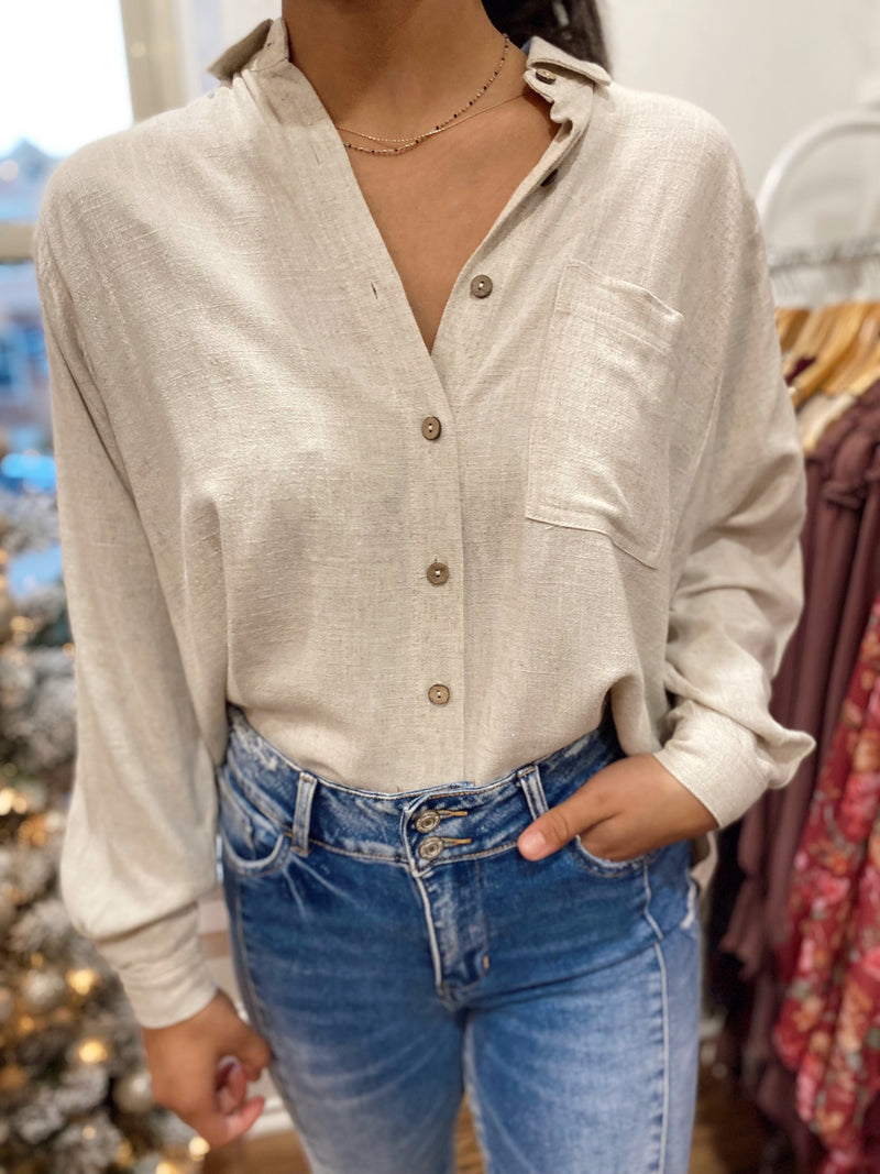 Jamila Linen Shirt-Oatmeal