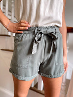 Charli Belted Shorts-Green