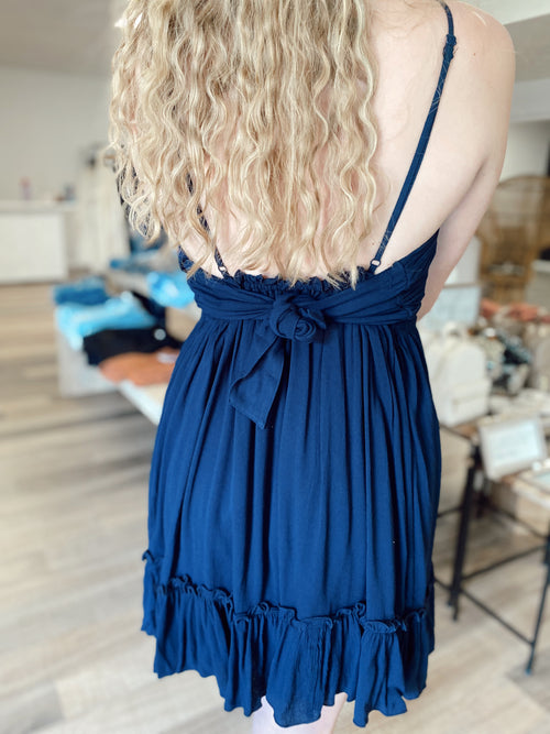 Ambry Smocked Dress-Navy