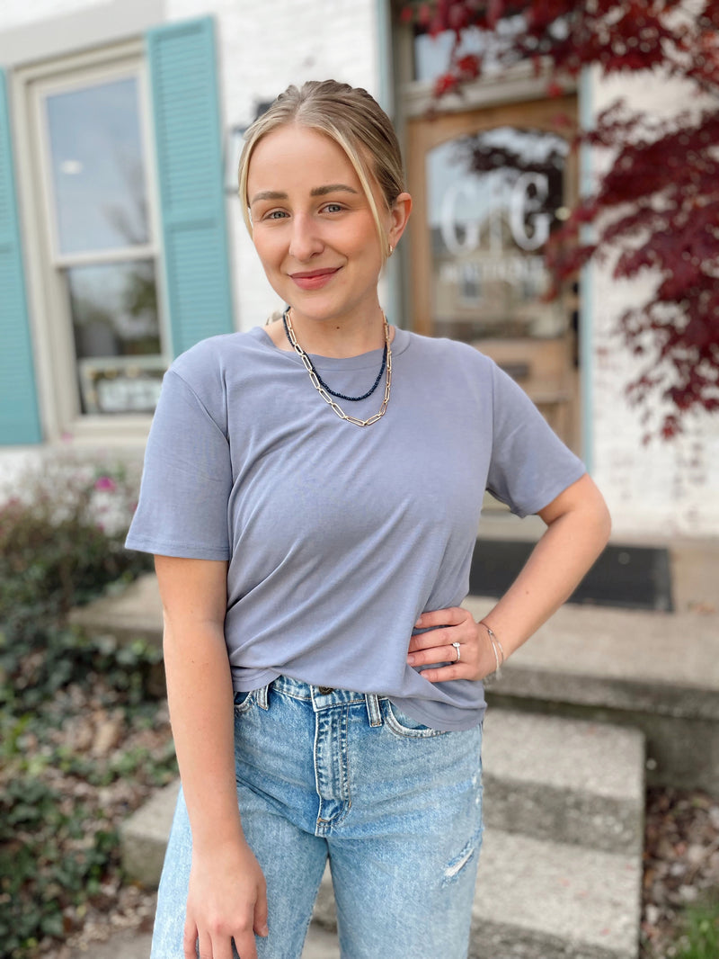 Basic Everyday Tee-Blue