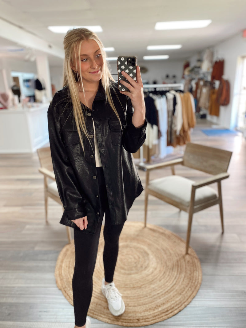 Headed North Faux Leather Jacket-Black