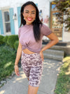Delta Spotted Jacquard Highwaist Biker Shorts-Iris/Bark