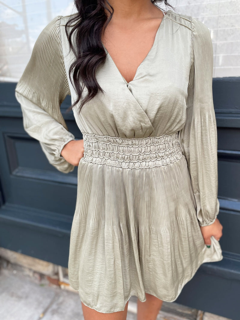 Nicole Long Sleeve Satin Dress