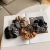 Leopard Leather Scrunchie- Black/White
