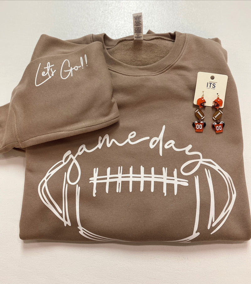 Football Game Day Tan Crewneck