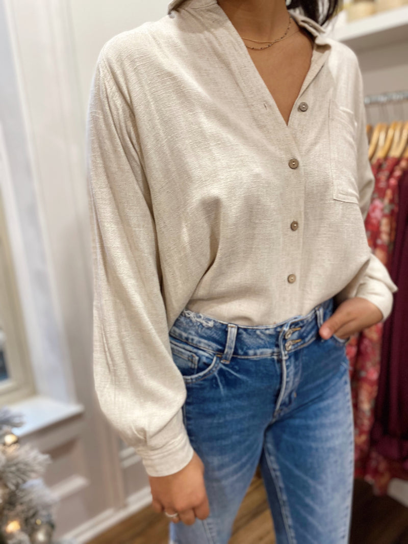 Jamila Linen Shirt-Oatmeal