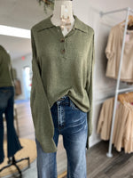 Wherever You Go Collared Sweater-Olive