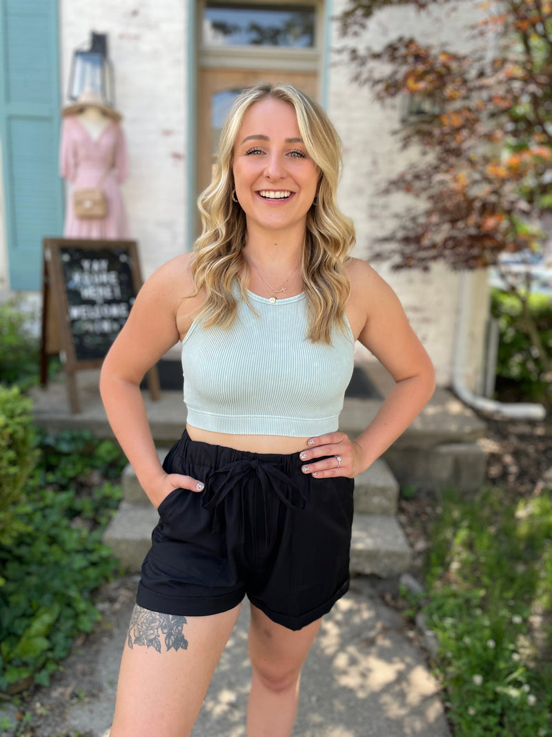 Lauryn Twill Shorts-Black