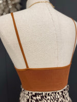 Luci Seamless Ribbed Triangle Spaghetti Brami-Camel