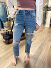 High Rise Distressed Mom Jeans
