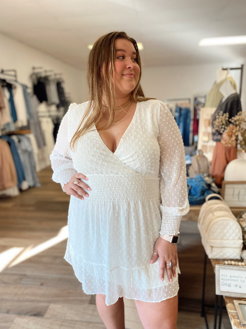 Forever Yours Swiss Dot Dress-White