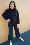 WWW Miki Top and Wide Leg Lounge Set-Black