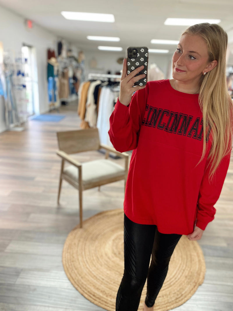 Cincinnati Game Day Long Sleeve- Red