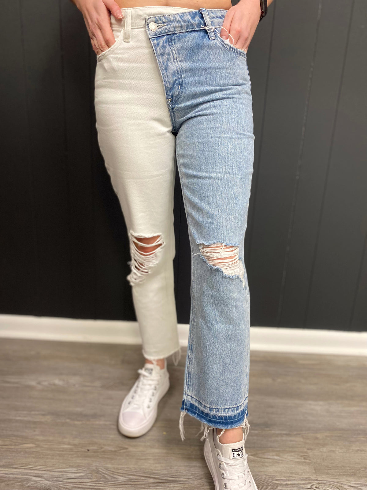 Half and Half Denim Jeans