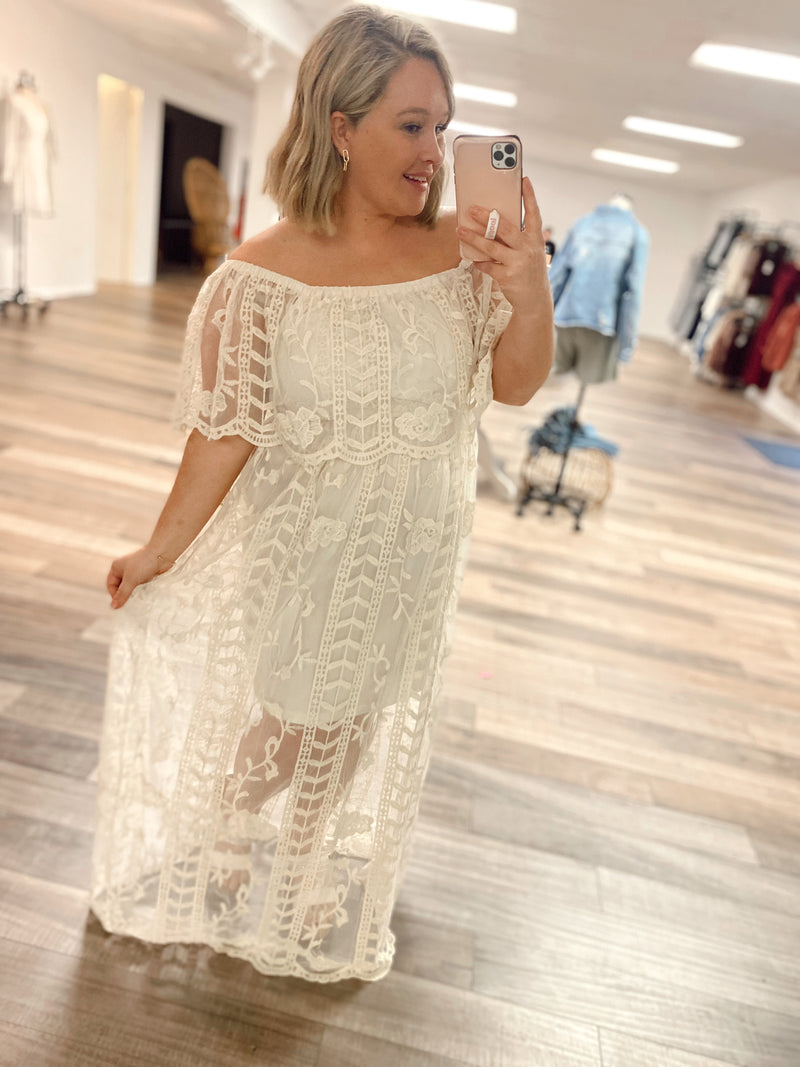 Aida Lace Maxi Dress-Natural