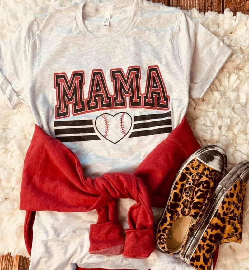 ZZZ MAMA Baseball Heart Tee