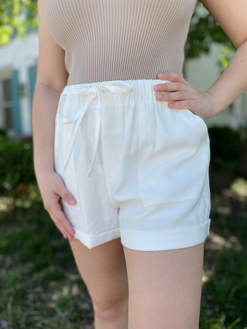 Lauryn Twill Shorts-Off White