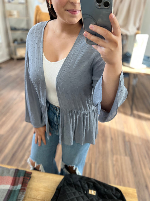 Basic Swiss Dot Kimono-Elephant Blue