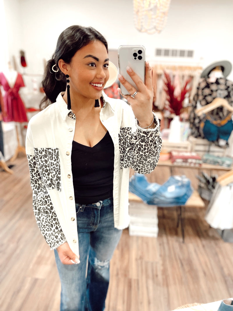 Teylie Cream & Leopard Shacket