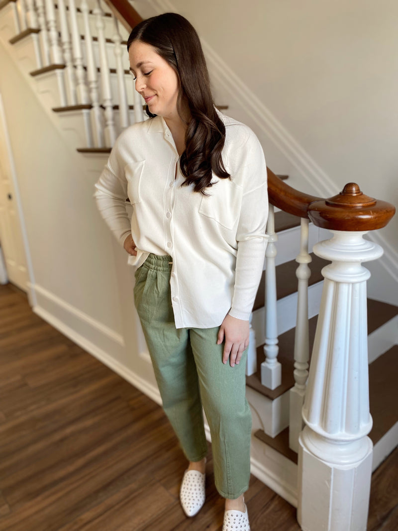 Feels Like Sunshine Button Up Top-Ivory