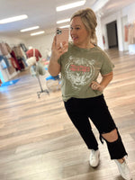 Fierce Tiger Vintage-Wash Graphic Tee-Green