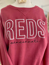 IN STOCK Cincinnati Baseball Embroidered Crewneck-Vintage Wash Red