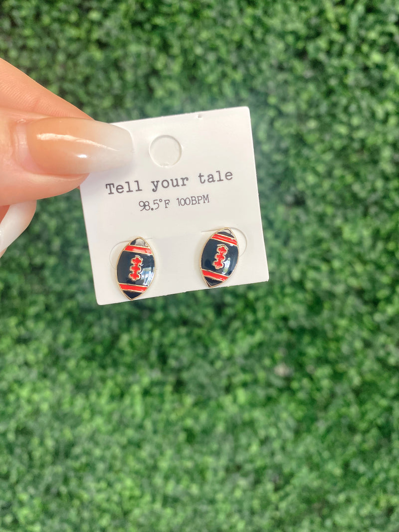 Football Stud Earrings-Red
